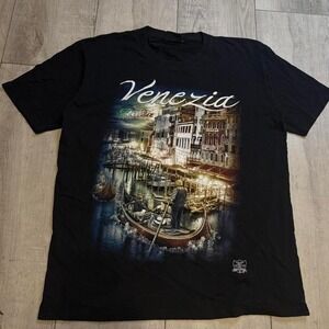 Black Venice Italy gondola graphic tee Men Size XL